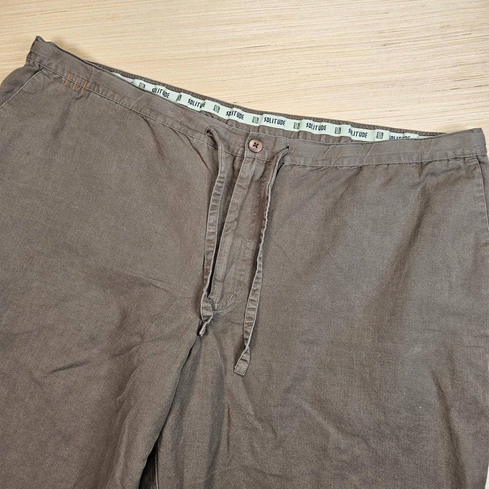 Solitude Pants Mens XXL 46x30 Brown Linen Blend Drawstring Casual Beach Summer